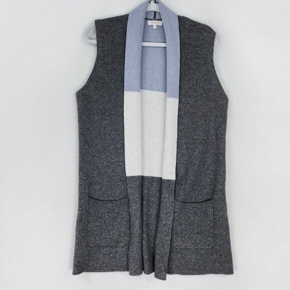 Bartolini Sweater Womens Medium Gray Blue Wool Cashmere Sleeveless Cardigan - Picture 1 of 11
